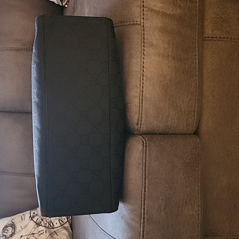 GUCCI Authentic Black GG Cloth Tote With Bamboo Handles Approx 13×10 1/2 - Picture 6 of 6